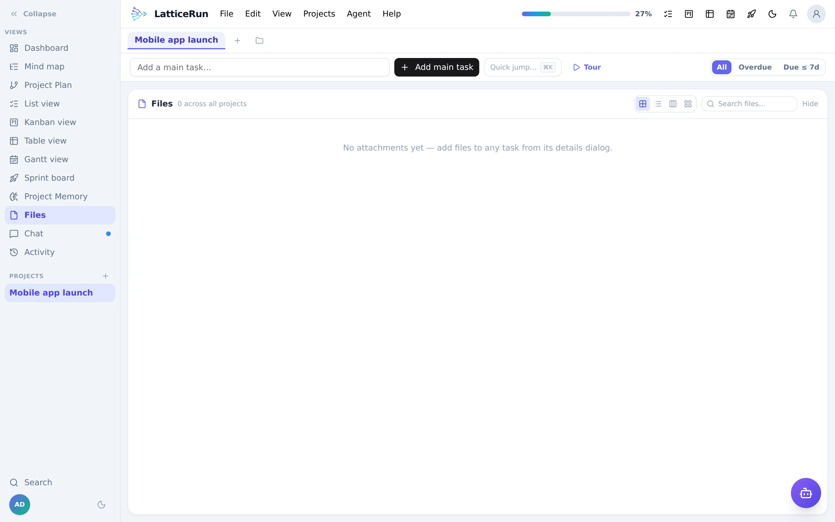 The LatticeRun files view with attachment thumbnails
