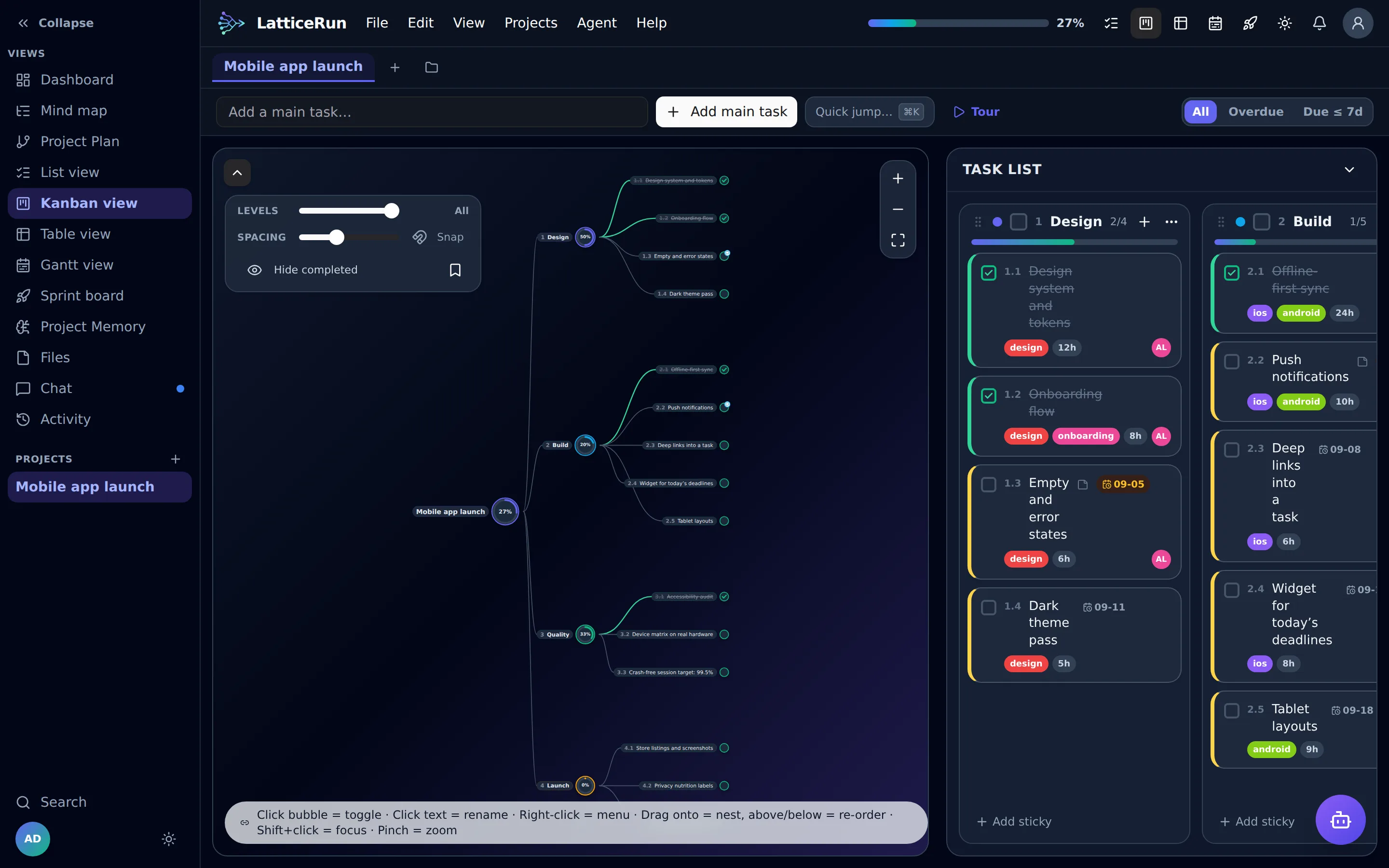 LatticeRun — Workstreams, from the same tree